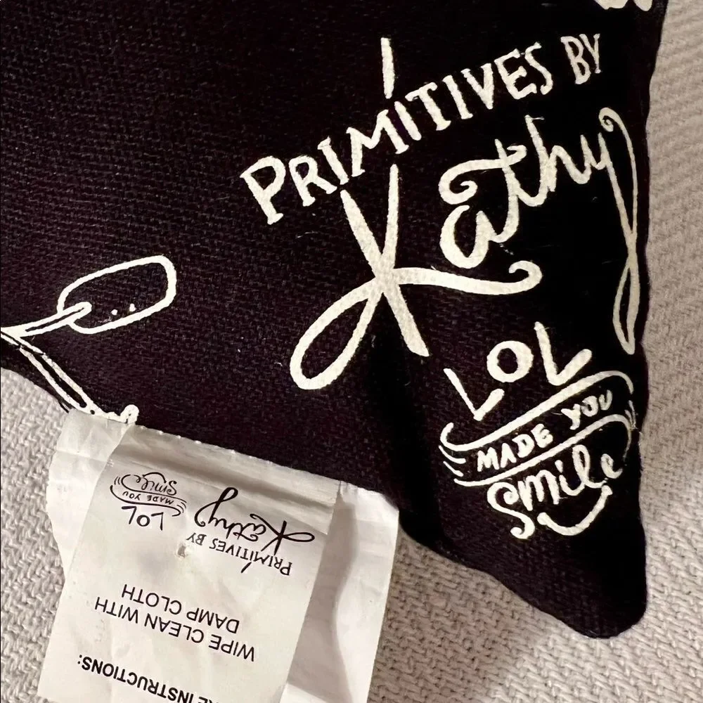 Primitives by Kathy Plush Connecticut Pillow Home Decor Black White NWOT.